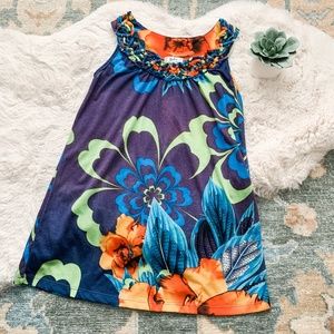 Isla Blue & Orange Floral Sleeveless Top- Size Small